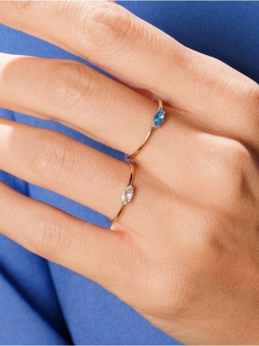 Solid 14k Gold Marquise Ring - Solid Gold View 2